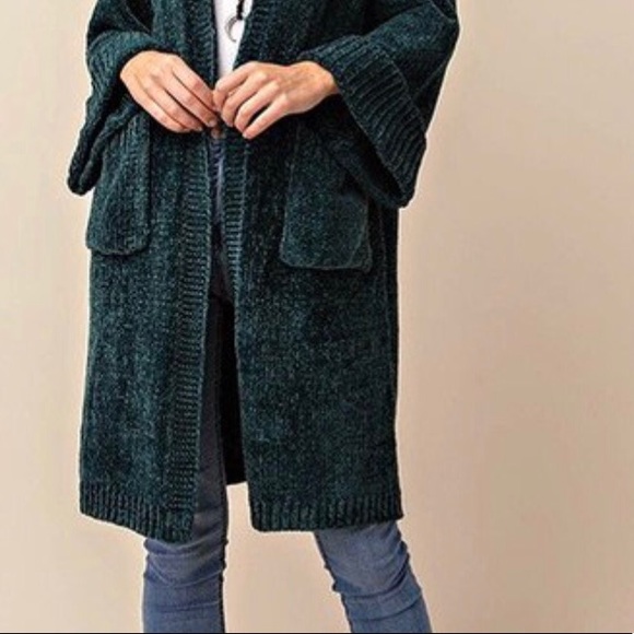 ❄️LAST1️⃣//RESTOCKED//MOCHA CHENILLE LONG CARDIGAN - Picture 5 of 7